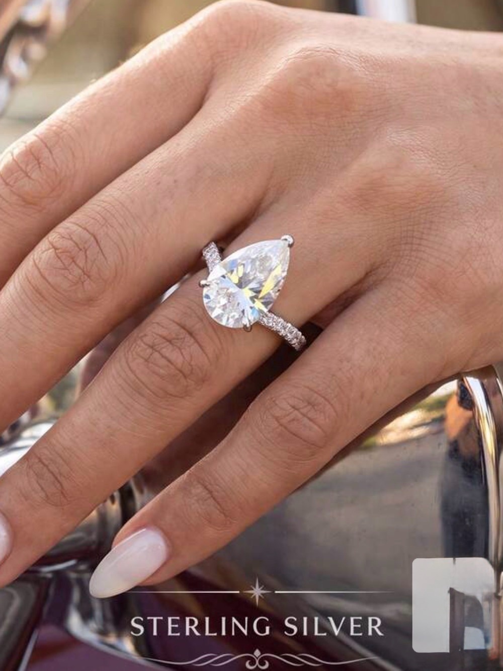 NWT-3-Carat Pear Cut Moissanite Pave Engagement Ring